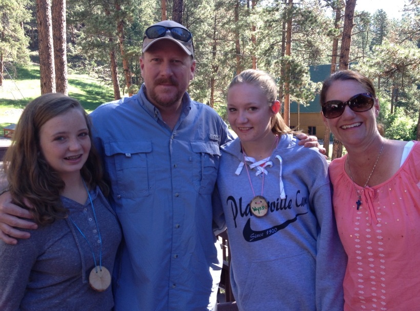 Wynn and Erin with Uncle Bo and Auntie Lisa, Placerville Church Camp