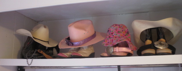 Boots, Hats, Belts, and Bonnets from when the kids were small. 