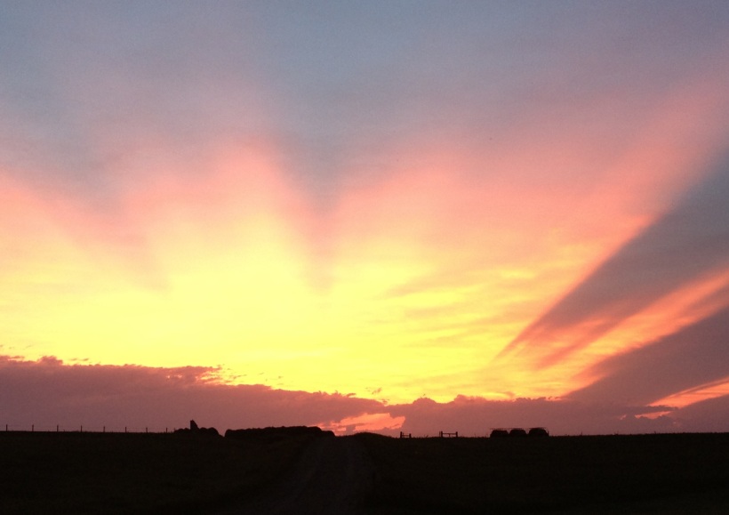 Sunrise over the prairie. 